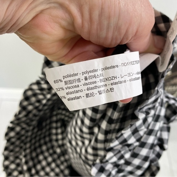 Zara black white gingham speck paper bag tie front shorts size M - Picture 9 of 10